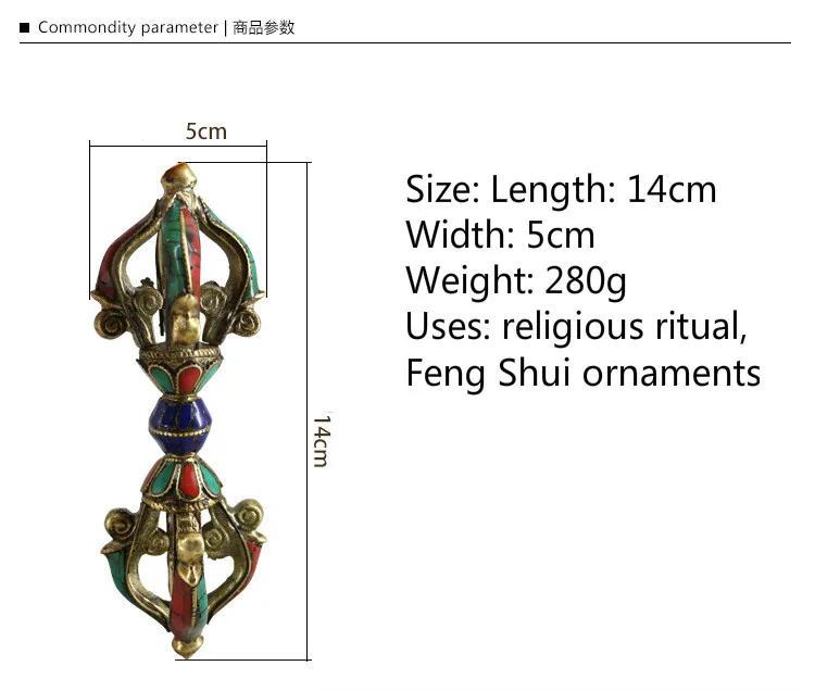 Religious Ritual Buddha Nepalese Handmade Five-strand Diamond Turquoise Konjac Copper Ware Home Decoration Figurines