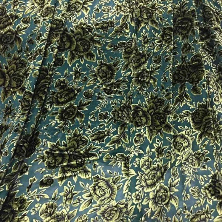 by meter yellow flower green high-grade silk bottom real velvet cloth dress cheongsam shirt fabric