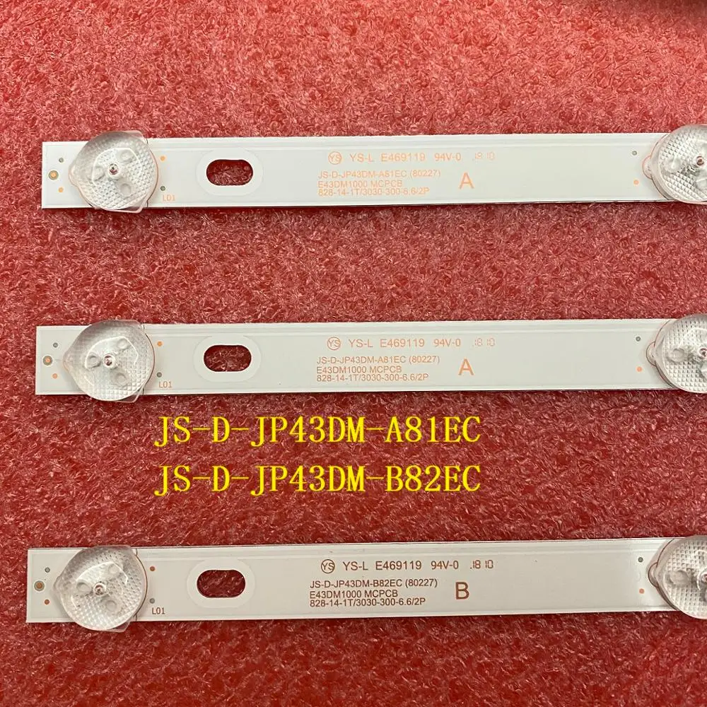 5 Juegos = 15 Uds. De tira de LED para iluminación trasera 8LED(6v) de 828MM para JS-D-JP43DM-A81EC JS-D-JP43DM-B82EC (80227) E43DM1000 MCPCB