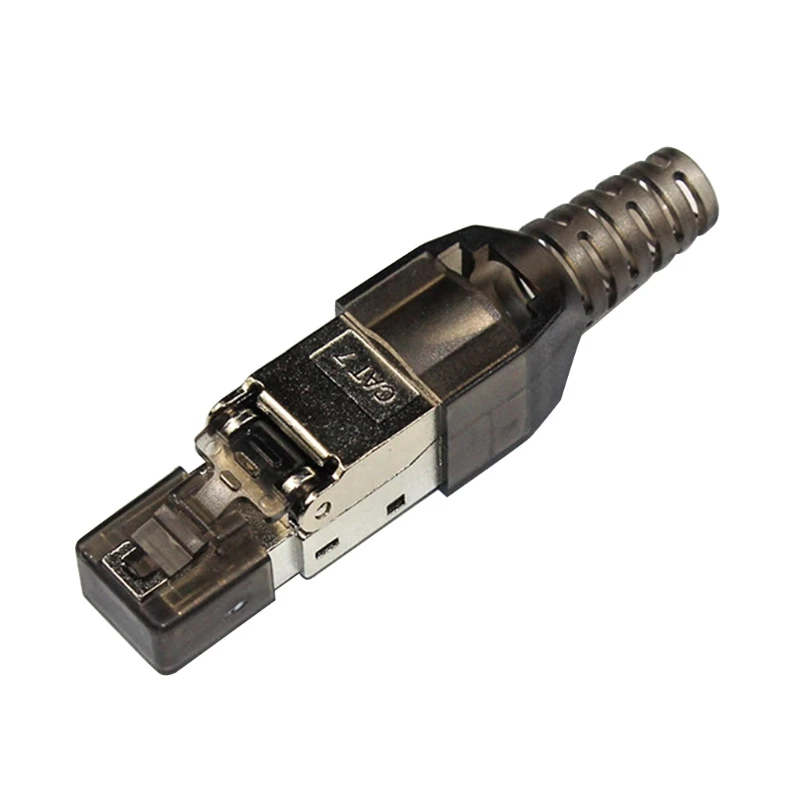 Cat7 RJ45 Crystal Plug for Head Tool-less Connector No Crimp Tool-Less Cat7 30u Ethernet Network Shielded Connector