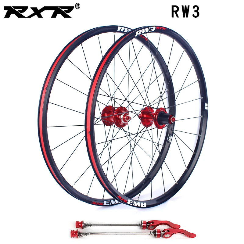 RXR 산악 자전거 바퀴 합금 휠셋, MTB 자전거 허브, 24 홀 rw3 디스크 브레이크, QR 7/11 속도, 전면 2 개 후면 4 개 베어링, 26 인치