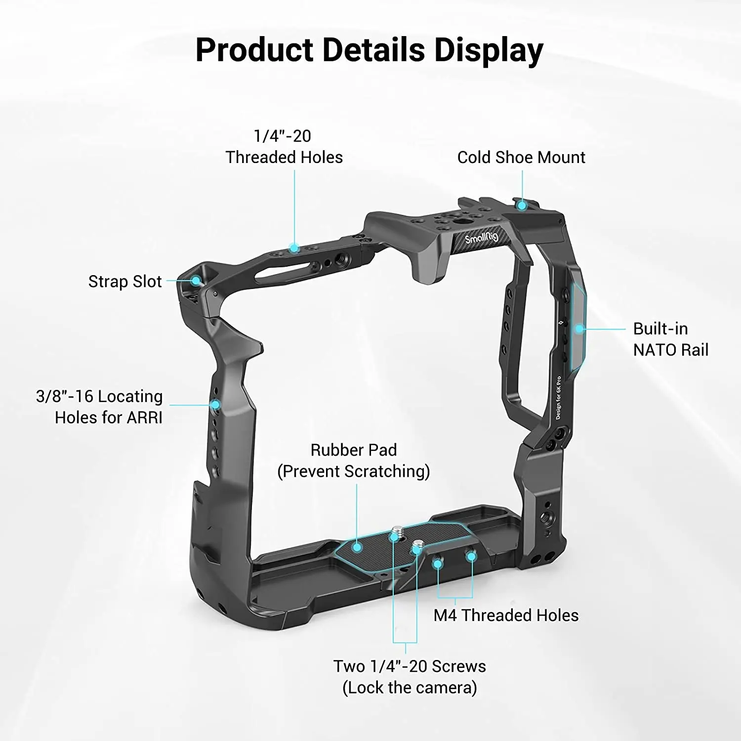 SmallRig Battery Grip Compatible Camera Cage Rig for BMPCC 6K Pro with SSD Holder ARRI Hole Blackmagic Cinema Camera 6K Pro 3382