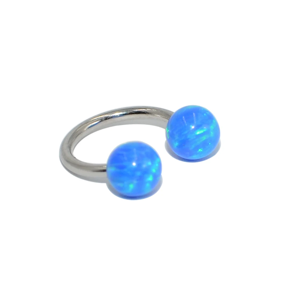 1PC Titanium G23&Opal Ball Circular Bead Ring Horseshoe Nose Ring Ear Tragus Cartilage Helix Earring Stud Labret Lip RingJewelry