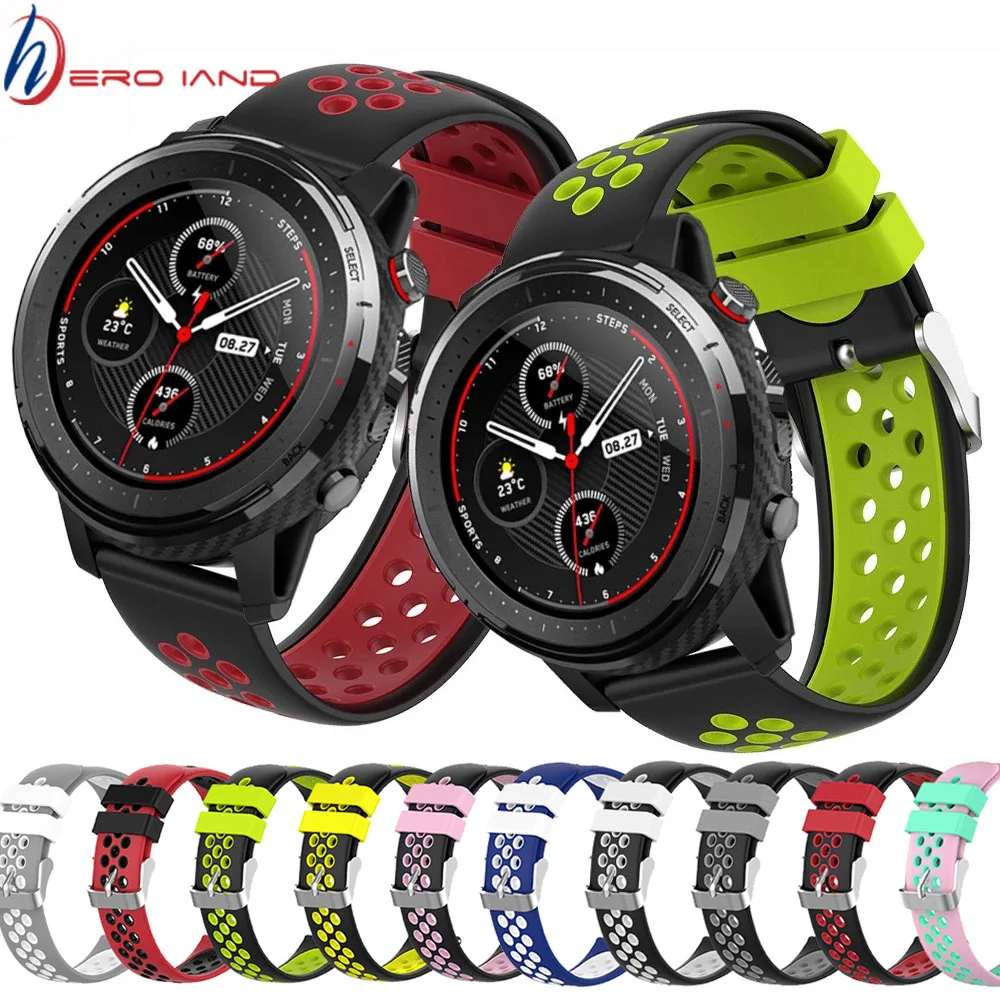 Wrist Strap 22mm Sports Silicone bands for Xiaomi Huami Amazfit PACE Stratos 3 2 2S GTR 47mm Smart Watch Replacement Smart band