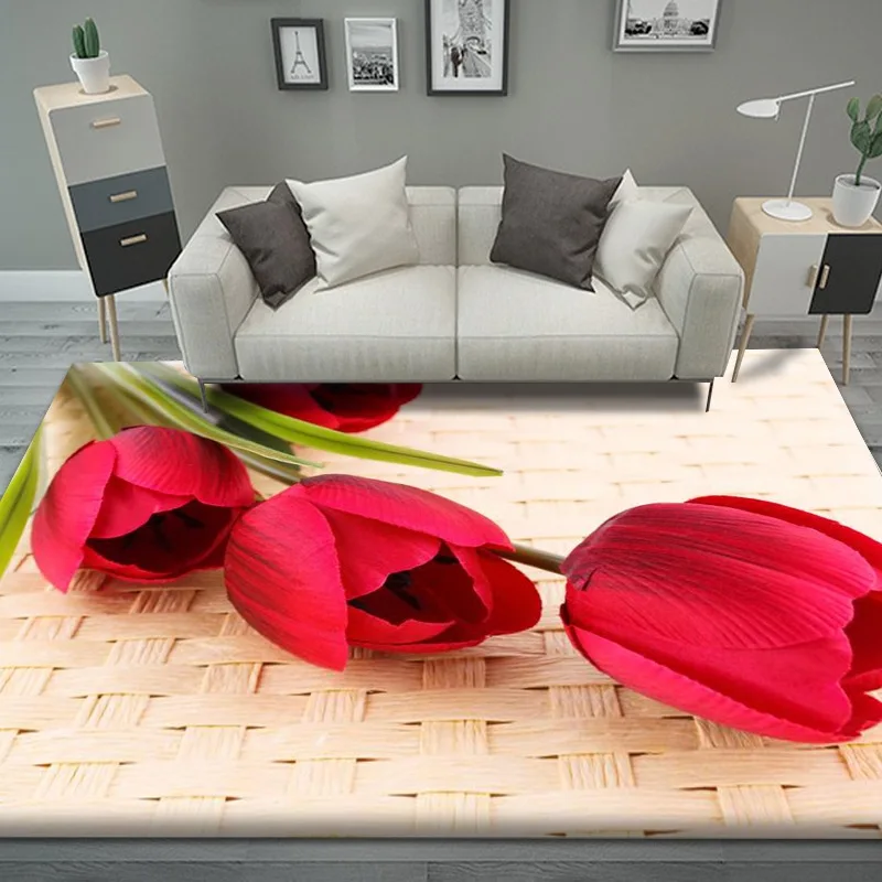 

Modern Flowers 3D Print Carpets for Living Room Bedroom Area Rugs Child Game Crawl Mat Girl Room Decoration Carpet Kids Play Rug