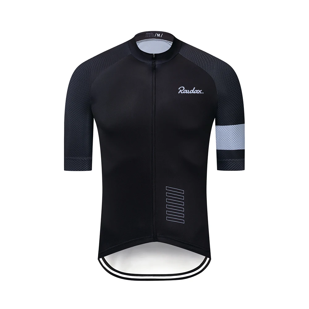Heren wielertrui Raudax Klassiek Zwart Fietsen Racing Tops Korte mouw Fietskleding Shirt Maillot Zomer Fietskleding