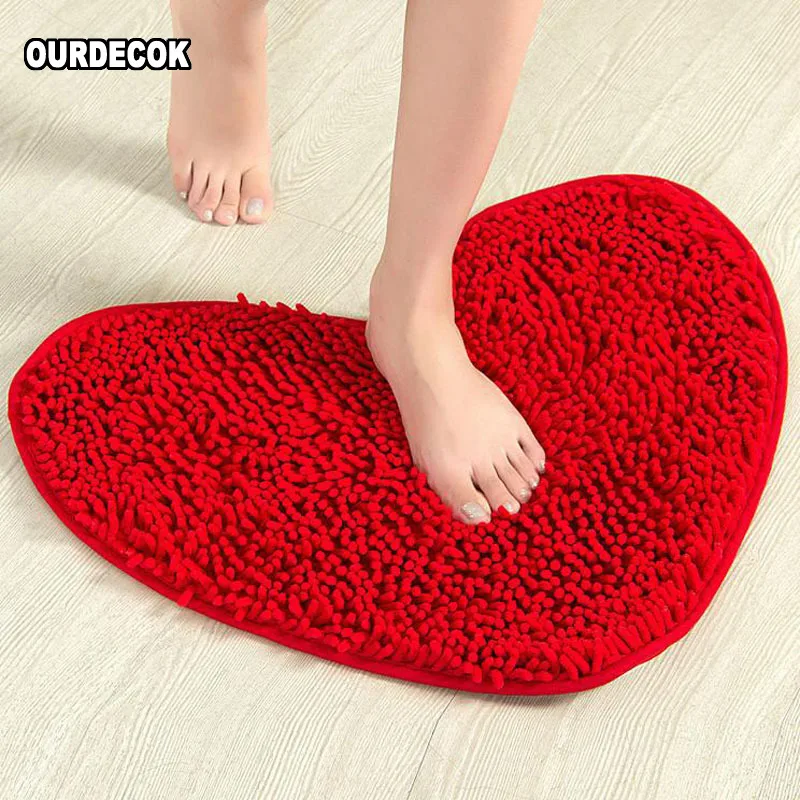 1pcs Home Decor Products Fluffy Red Love Heart Bedroom Rug Carpet Floor Bath Mat Chenille Doormat TQ-BR018