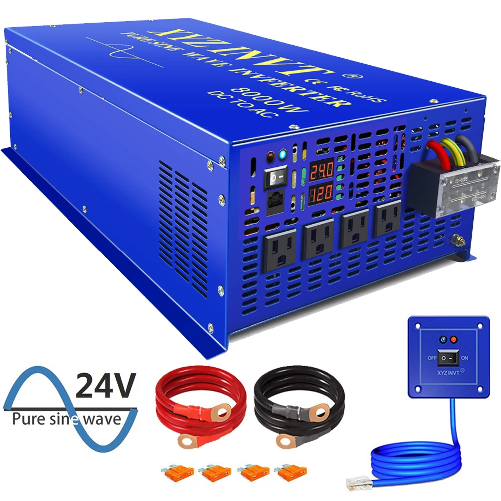 Well Selling 8000W Pure Sine Wave Inverter 12V 24V 36V 48V DC TO AC 220V Off-grid Solar Inverter With Wired Remote Control