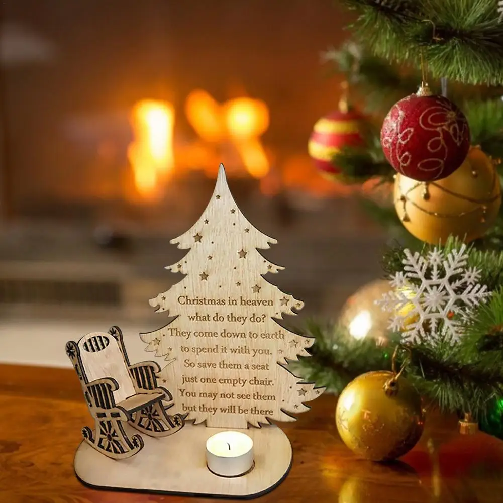 Christmas Remembrance Candle Wooden Ornament Rocking Chair To Remember Loved Ones In Heaven Tealight Candlestick Holders