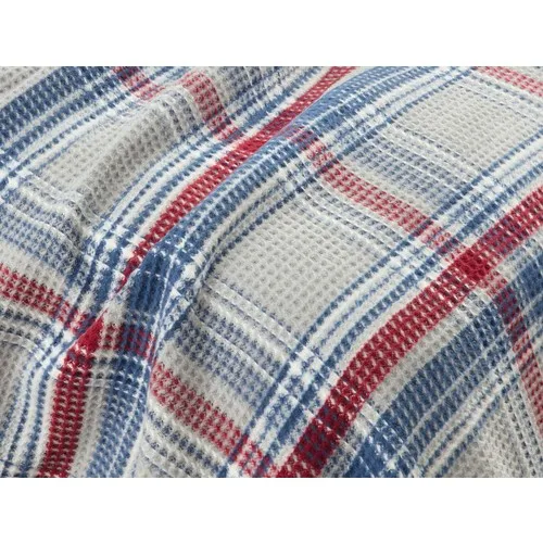 Madame Coco Odline Double Personality Plaid Cotton Blanket-Indigo/Gray