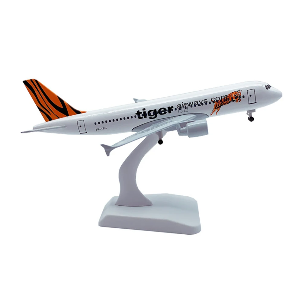 20cm Aircraft Singapore Tiger Airways Airbus A320 with Landing Gear Alloy Plane Model Children Gift Collection Home Decoration