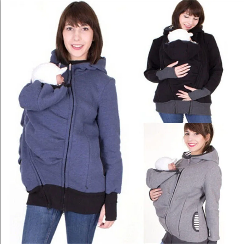 New 2021 Fashion Baby Carrier Jacket Kangaroo Warm Maternity Hoodies Women Outerwear Coat For Pregnant Womens Maternity Clothes