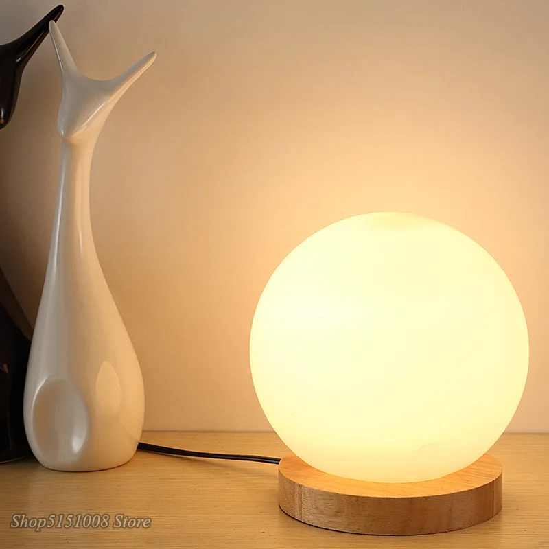 Glass Ball LED Night Light Feeding Dimmable Bedside Lamp 220V Creative Kids Birthday Gift Bedroom Decoration Desk Table Lamp