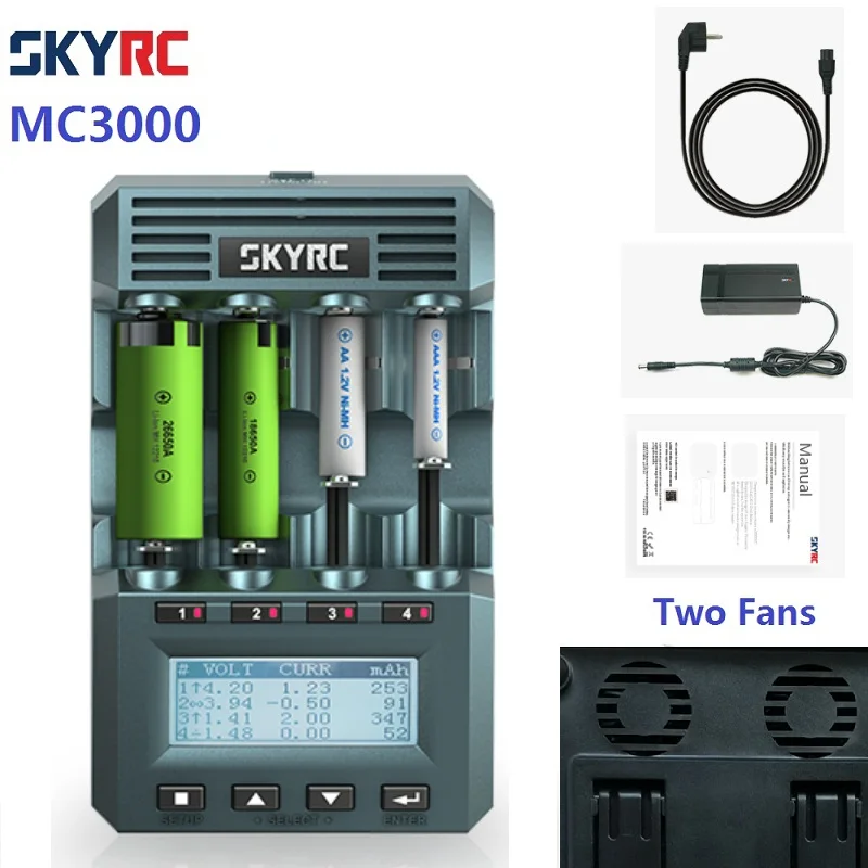 SKYRC MC3000 Bluetooth 円筒形バッテリー充電器、電話によるヘッド