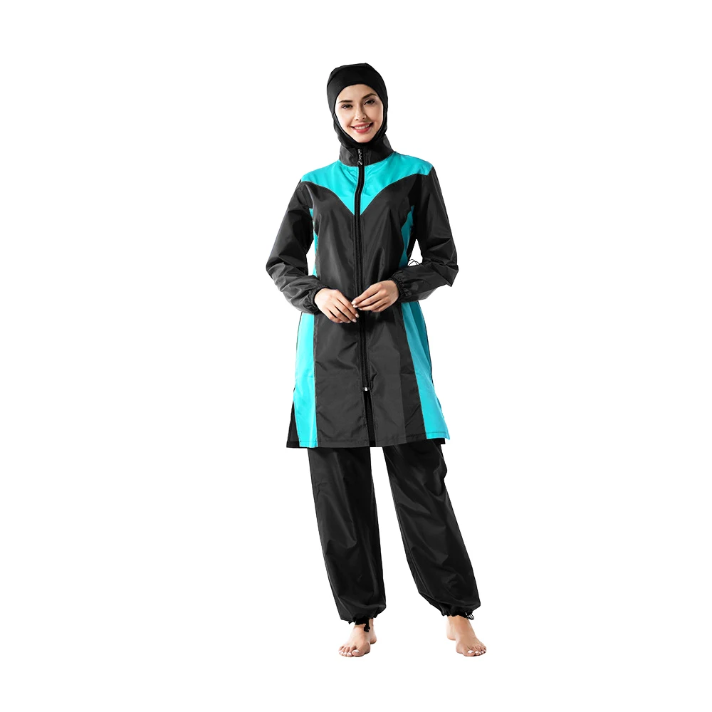 YONGSEN Women\'s Plus Size Swimwear Fashion Islamic Beachwear Muslim Swimsuit Trousers Hijab Hooded Burkinis Temperament Elegant