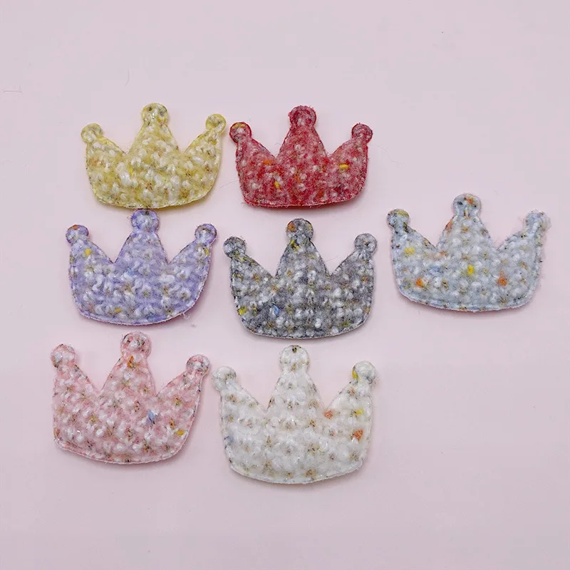 Plush Crown Patches for Craft Clothes, Sewing Supplies, DIY Hair Clip Accessories, 3.2*4cm, 20 PCs/Lot