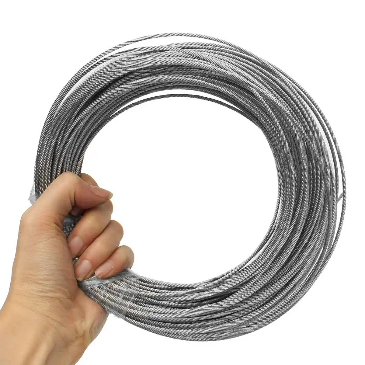 50M/100M 304 Stainless Steel Wire Rope Soft Fishing Lifting Cable 7*7 Clothesline 1mm/ 1.5mm/2mm