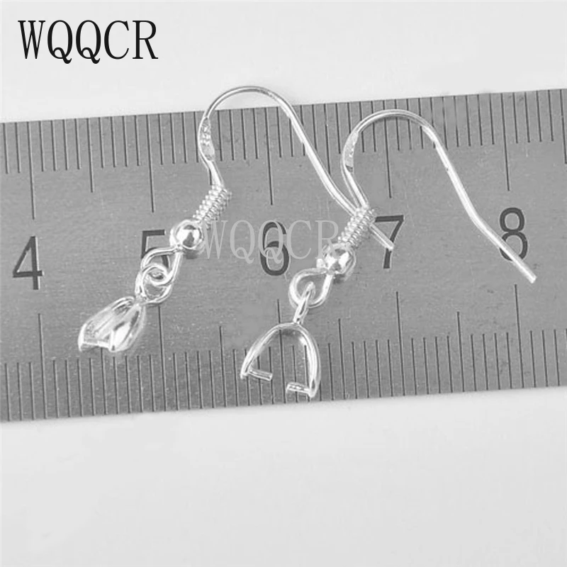 Wholesale 100X Beads 925 Bright Silver Jewelry Findings Pinch Bail Soft 925 Stamped silver Hook Earring Earwire