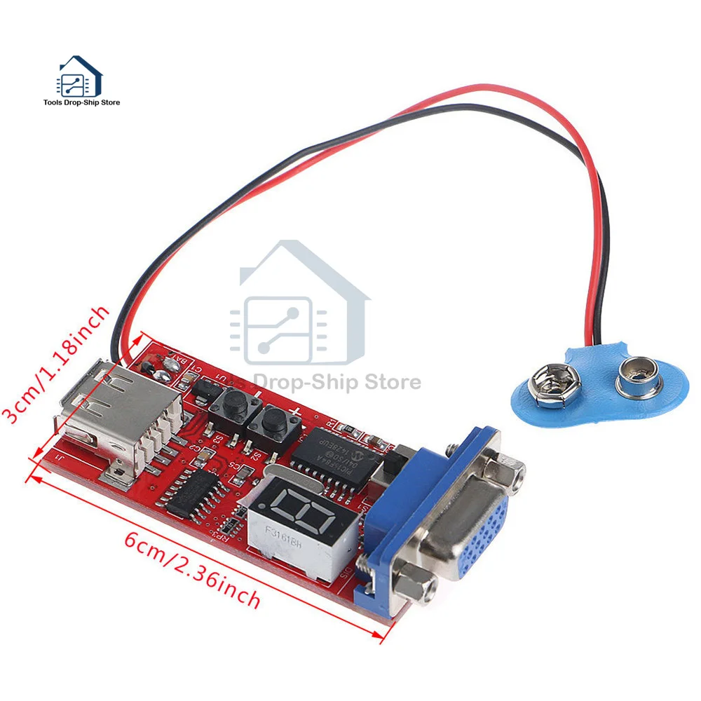 VGA Signal Generator LED LCD Display Tester Monitor Detector 15 Signal Output USB Battery Power Supply DC 7-12V