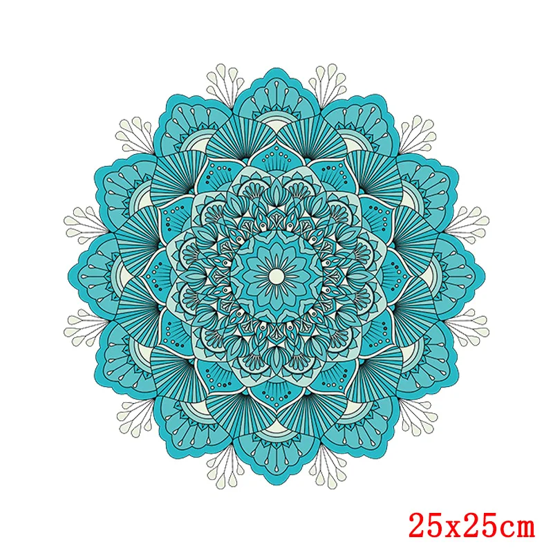 Mandala Flowers Thermo-stickers On Clothes Cartoon Patches On Clothes Iron On Transfers For Clothing Mandala Applique Stickers