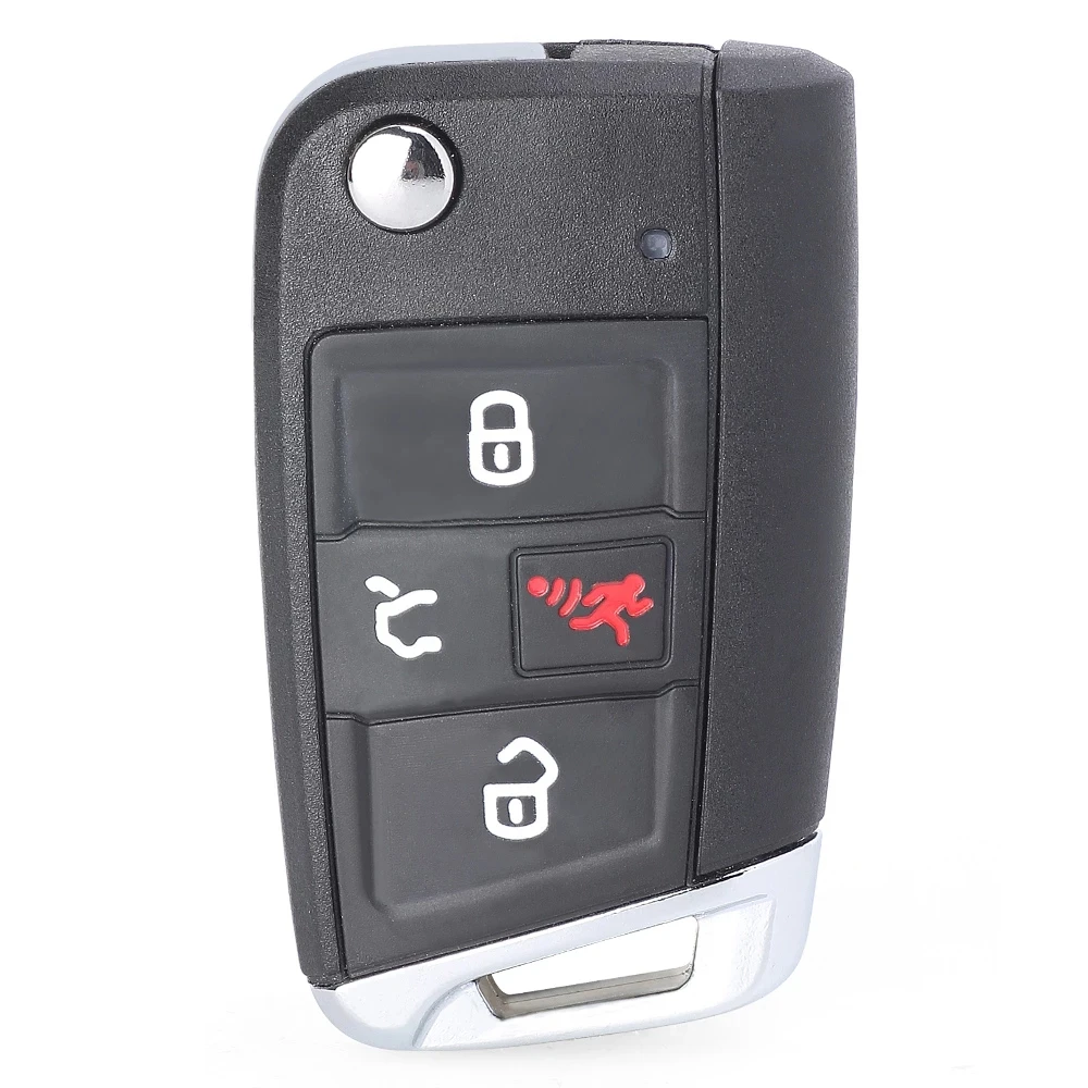 Keyecu Flip Remote Car Key Shell Case 4 Buttons for Volkswagen Tiguan Atlas Jetta Golf GTI NBGFS12A01 MQB P/N: 5G6 959 752 AC