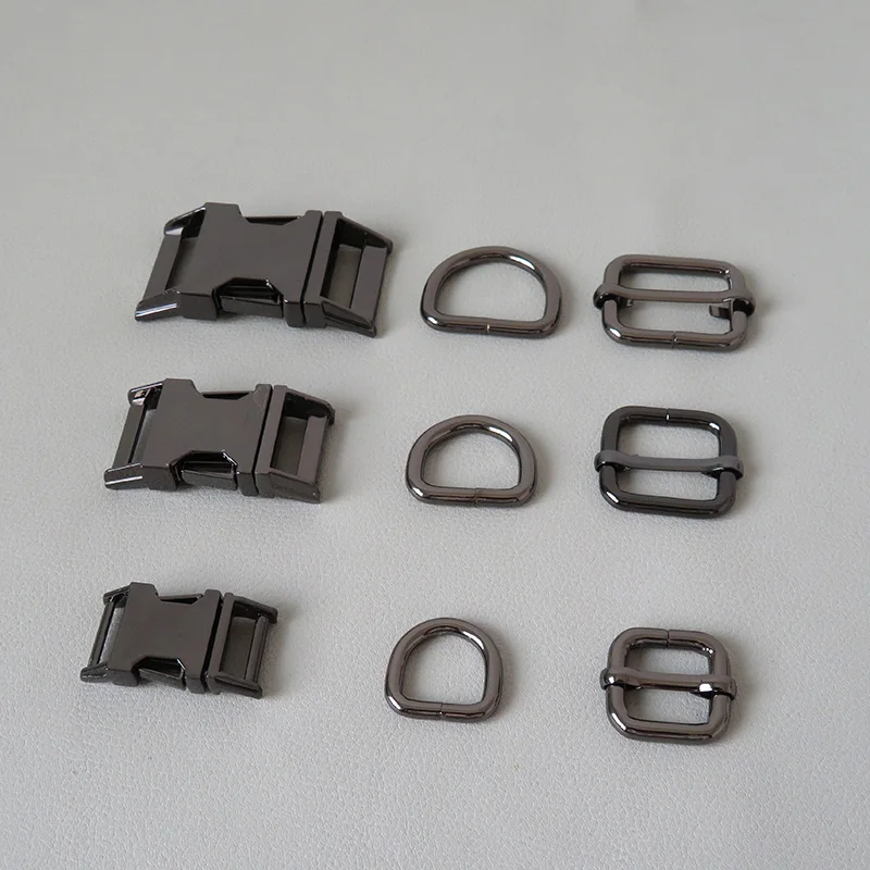 50Sets/Lot Metal D Ring Belt Straps Buckle Loop Clasps For Bag Dog Collar Paracord Hook Adjuster Slider Harness Hardware