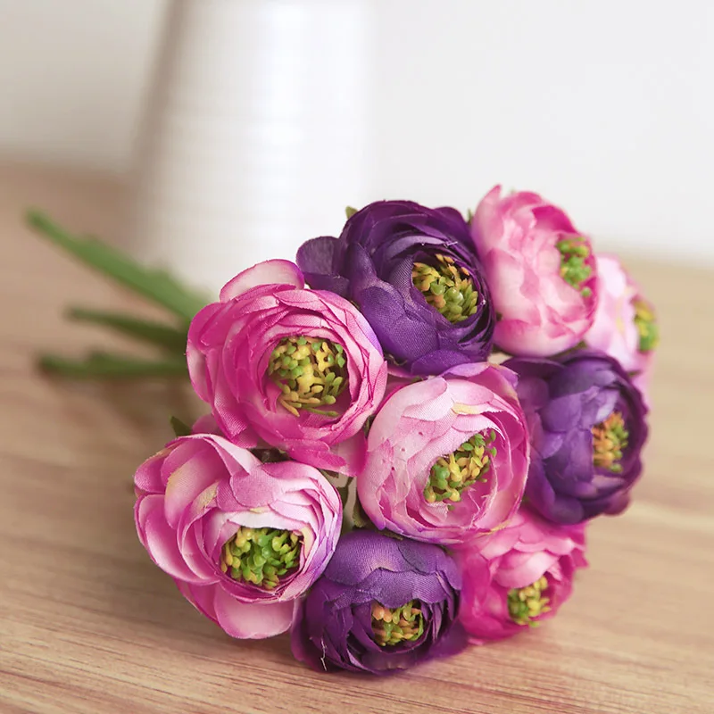 

Artificial Peony Silk Flowers, Fake Bouquet for Wedding, Home Table Decoration, Simulation Peony Flowers, Real Touch, 9Pcs