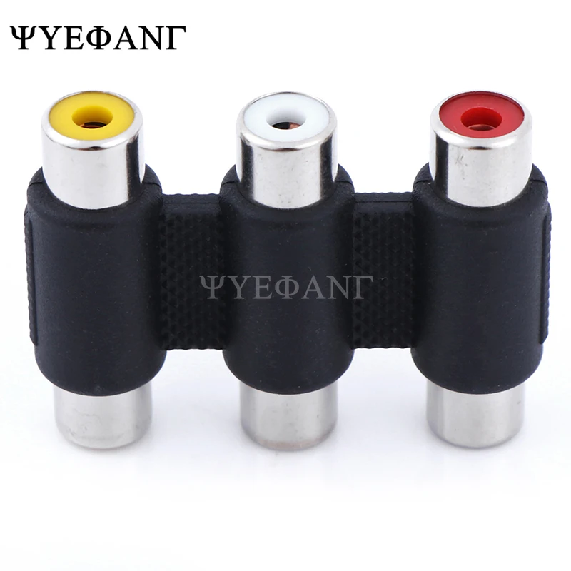 1 Pcs Multi-Functionele Audio Video Connector 3 Rca Av Coupler Mini 3RCA Vrouwelijke Aan Vrouwelijke Adapter Socket Extension converter