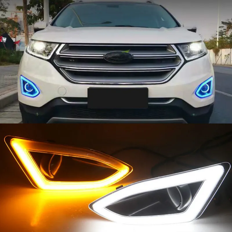 LED Daytime Running Light For Ford EDGE 2015 2016 2017 2018 Waterproof ABS 12V Car DRL Fog Lamp Decoration with dimmer function