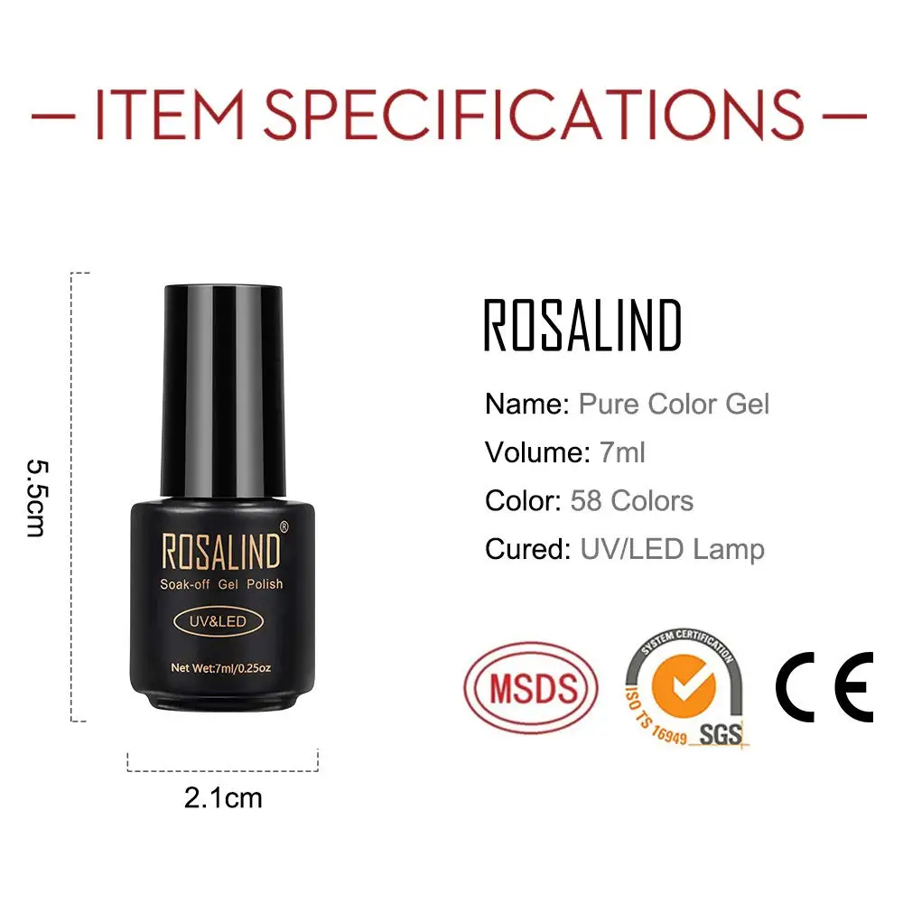 ROSALIND-Ensemble de vernis à ongles gel hybride semi-continu, kit de vernis à ongles N64.Art, base et couche de finition, hiver, 6 pièces, 12 pièces, 24 pièces