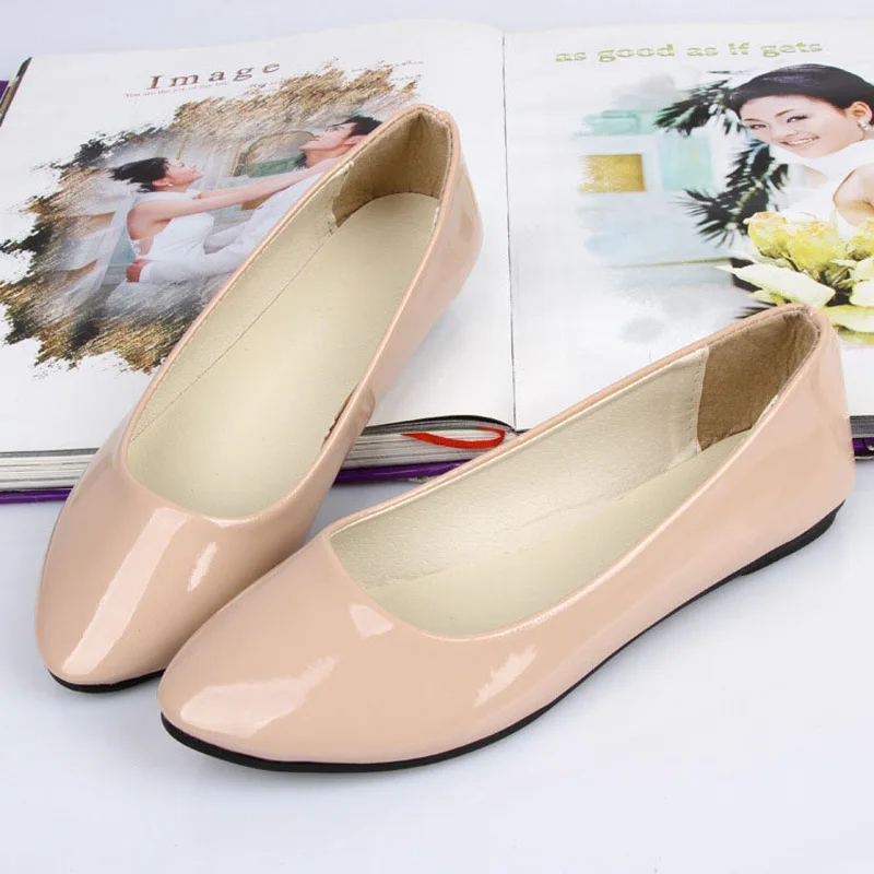 Summer women's flat shoes patent leather women's flat shoes candy color Lok Fu shoes comfortable shoes women EU 42  WSH2215