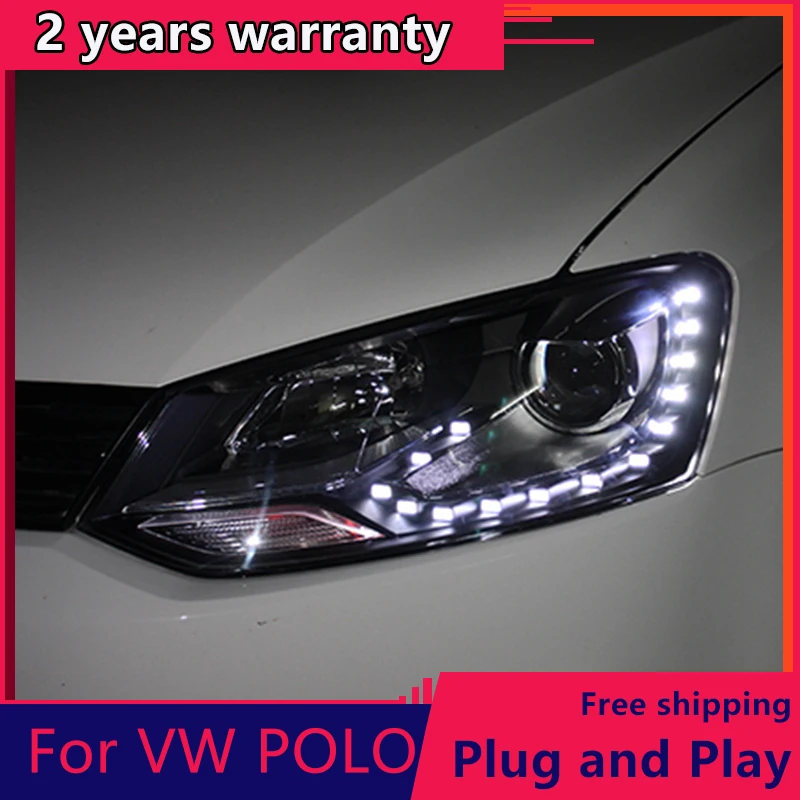 KOWELL Car Styling 2009-2015 for VW Polo Headlights  New Polo LED Headlight Cruiser drl Lens Double Beam H7 HID Xenon