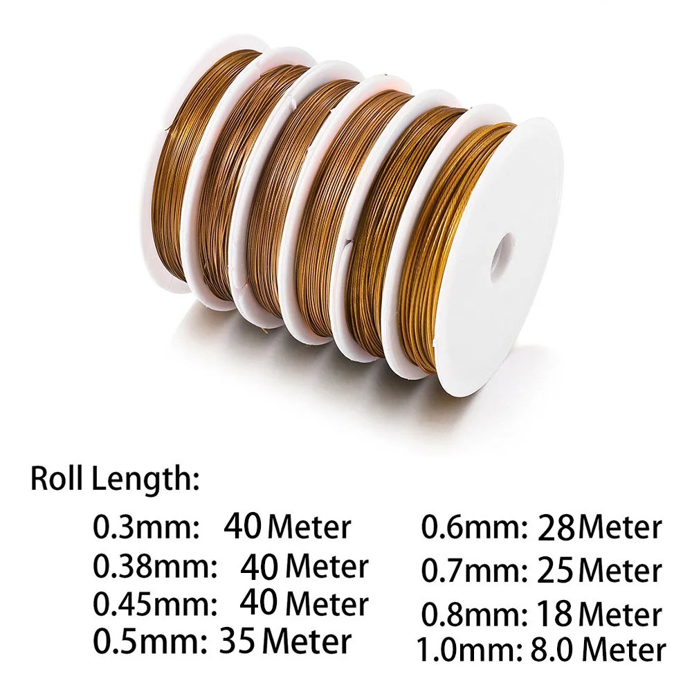 1Roll/lot Gold Resistant Strong Line Stainless Steel Wire 0.3/0.45/0.5/0.6mm Tiger Tail Beading Wire For Jewelry Making Supplies