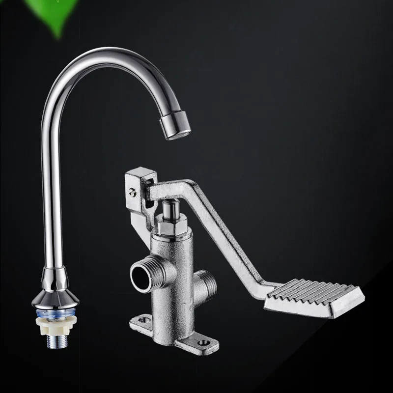 Bathroom Basin Faucet Medical Laboratory Tap Foot Pedal Brass Basin Single Cold Water Taps Faucet Accessories