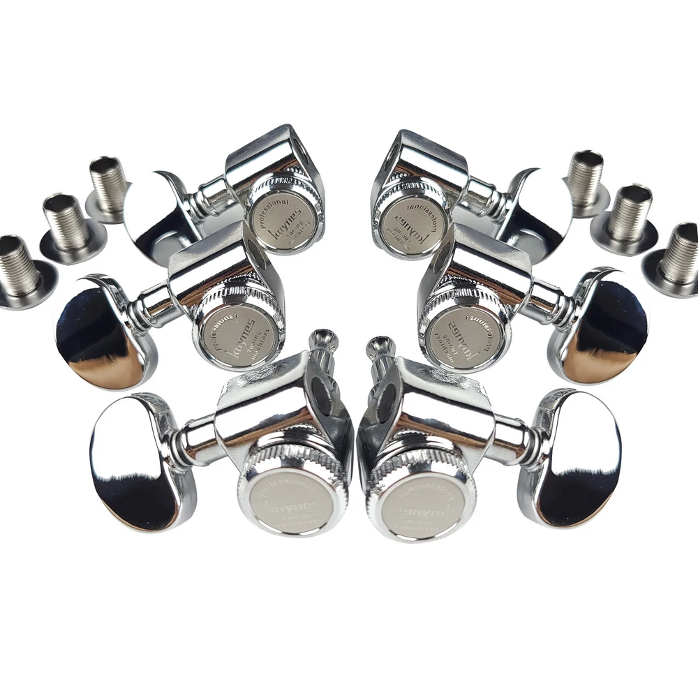 

1 Set Kaynes 3R3L Locking Electric Guitar Machine Heads Tuners For LP SG Lock String Tuning Pegs Chrome Silver