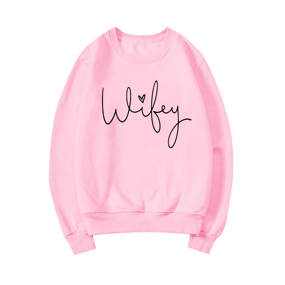Wifey Sweatshirt Bridal Shower Gift Engagement Hoodie Top Gift for Bride Women Graphic Hoodies Long Sleeve Crewneck Sweatshirts