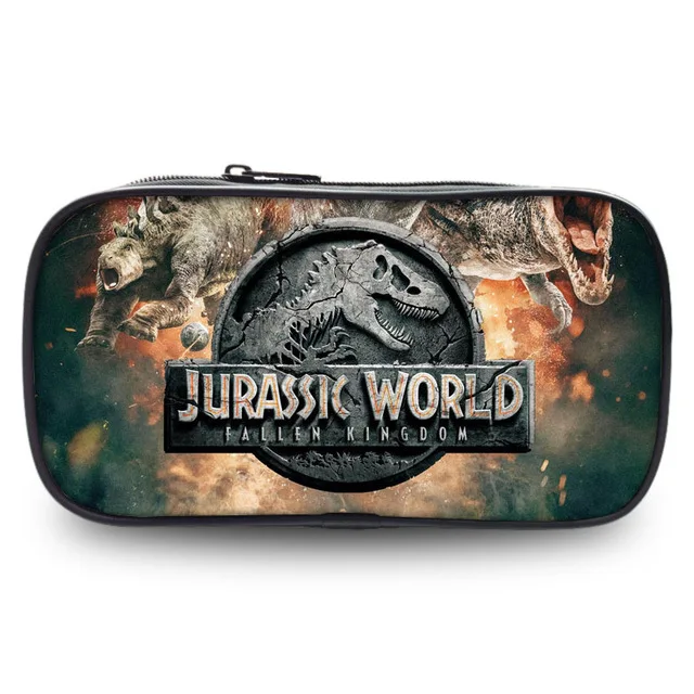 Jurassic Park World 2 Cartoon Pencil Case Zip Super Big Capacity Pen Bag Makeup Bag Stationery Office School