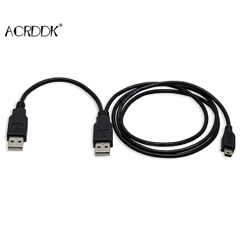 Dual USB 2.0 Type A to USB Mini 5-Pin Type B x1 Y Data & Power Cable FC