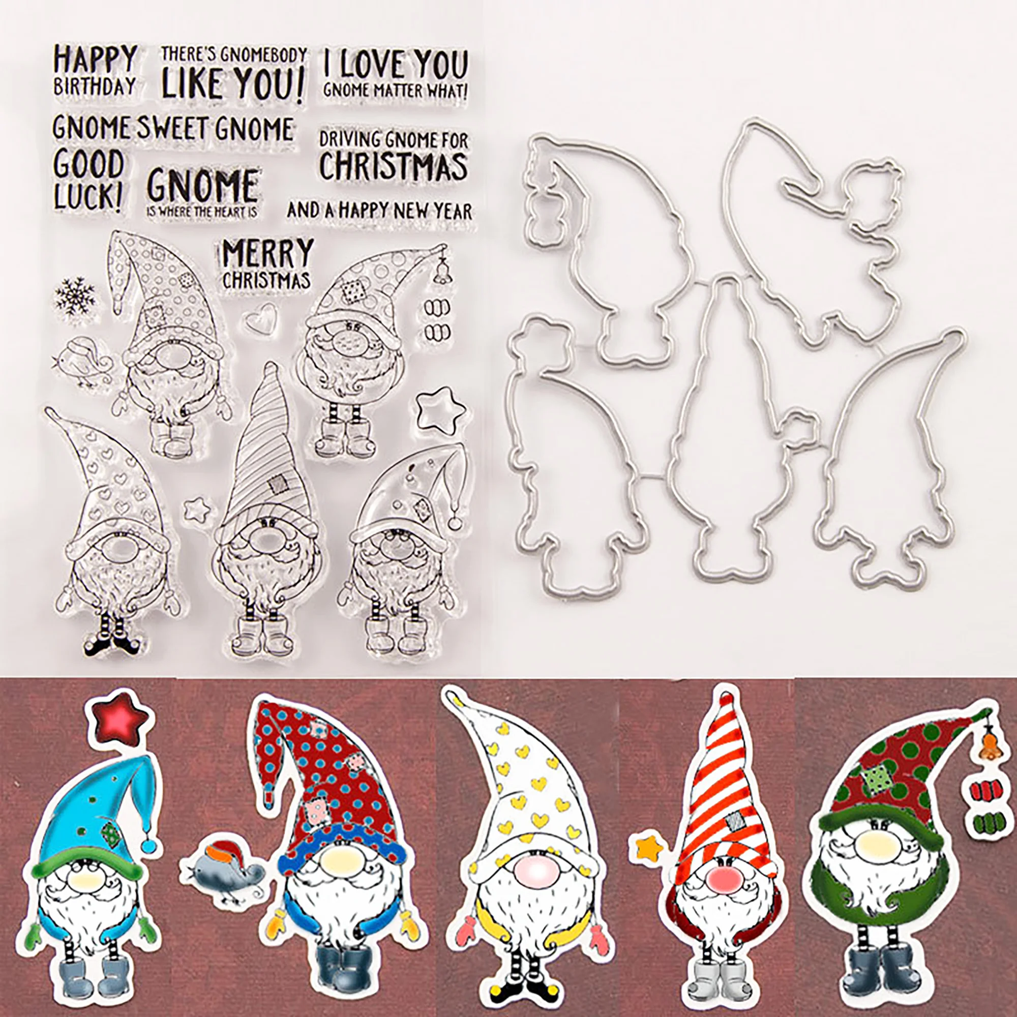 5Pcs Christmas Santa Claus Outline Metal Cutting Dies Clear stamps and Die set for Scrapbooking Card Embossing craft dies