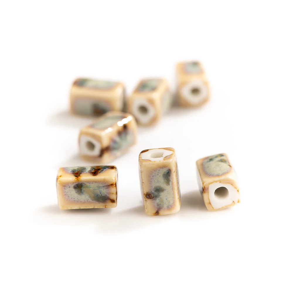 13# Rectangle Abstract Image Retro Element Art Ceramic Shaped Bead Jewelry Accessories #XN511