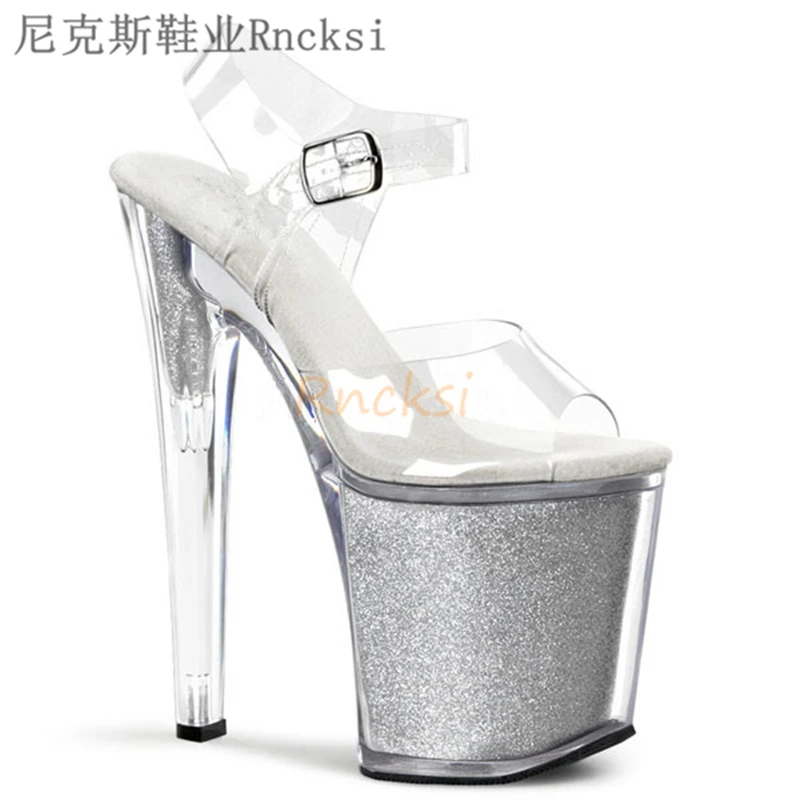 Rncksi 20cm high heels waterproof platform 10cm club bar dancing model shoes high rise performance Dance sandals