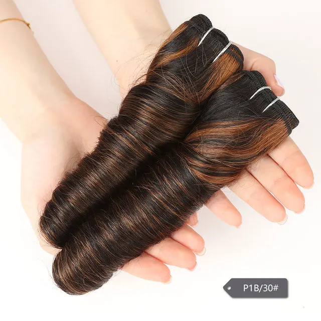 Sleek Doppel Gezogen Lose Welle Farbe P4/27 P6/27 P1B/30 P4/30 Brasilianische Remy menschliches Haar Bundles 1Pcs Hollywood Welle Haar Bundles