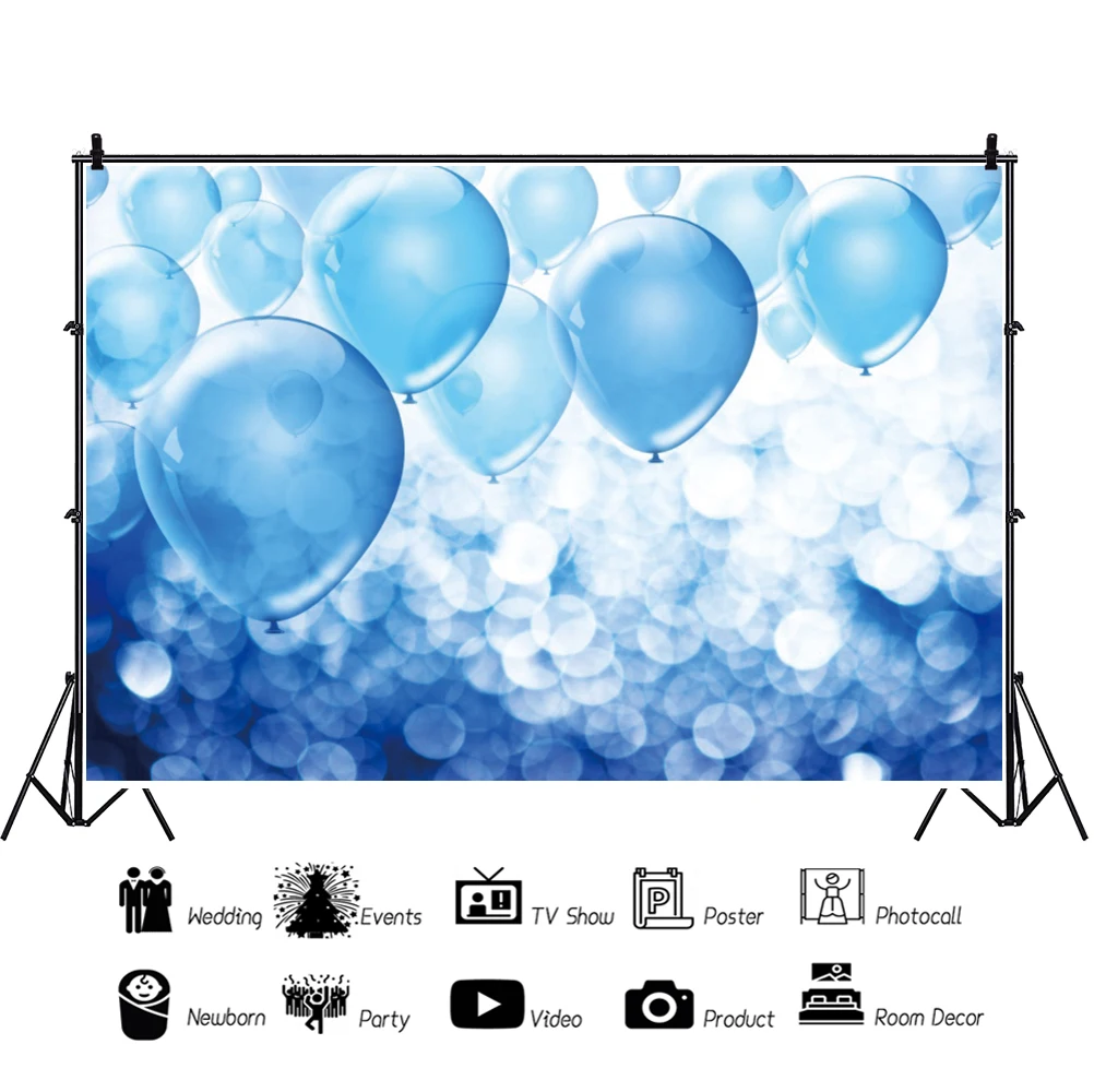 Yeele عيد ميلاد الأزرق بالون ضوء خوخه حفلة الطفل التصوير خلفية الديكور التصوير الخلفيات للصور استوديو