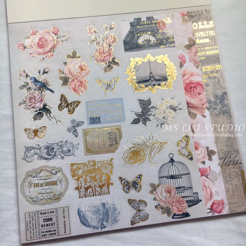 ENO 10 inch rose garden scrapbook paper greeting scrapbook paper pad set DIY paper-cutting kit hand ledger decorative paper