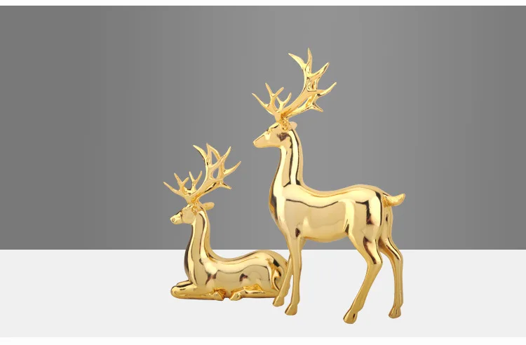 European-style resin plating deers statue standing and lying deer handicraft sculpture office desktop Home decoration a1915