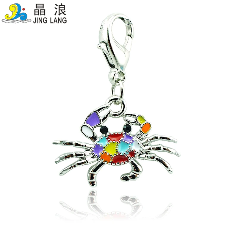 JINGLANG Fashion Animal Lobster Clasp Charms Dangle Enamel Crabs Charms For Jewelry Making DIY Accessories