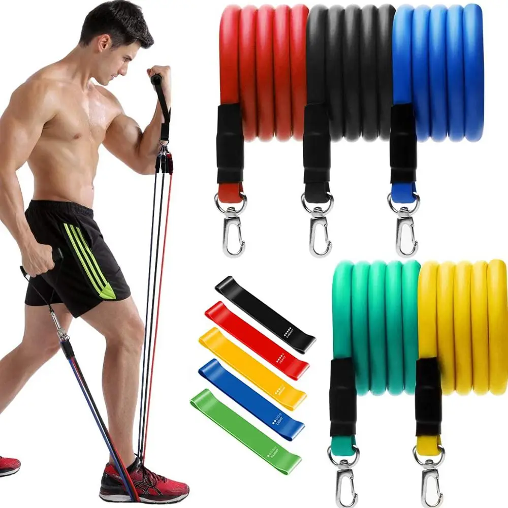 16pcs/set Resistance Bands Set Fitness Bands Resistance Gym Equipment Exercise Bands Pull Rope Fitness Elastic Training Expander