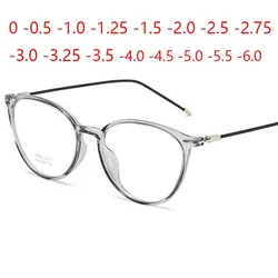 Men Square Nearsighted Spectacle Ultralight TR90 Steel Wire Leg Women Oval Prescription Eyeglasses Diopter 0 -0.5 -1.0 To -6.0