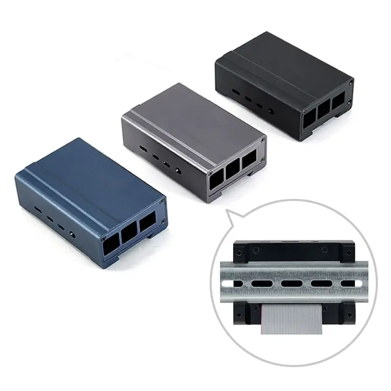 Custom Aluminium Metalen Din Rail Mount Raspberry Pi 4 Case Raspberry Pi 4 Computer Behuizing Doos