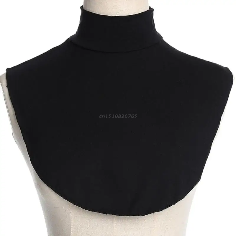 Cuello de tortuga falso para mujer, extensiones de Hijab islámico de Color sólido, blusa de media parte superior, calentador de cuello Hijab desmontable